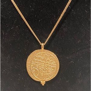 Jade & Jasper gold tone coin pendant necklace chain